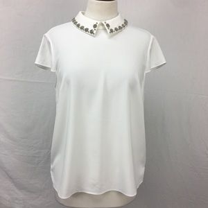 Ted Baker Ivory Tillda Embellished Collar Blouse